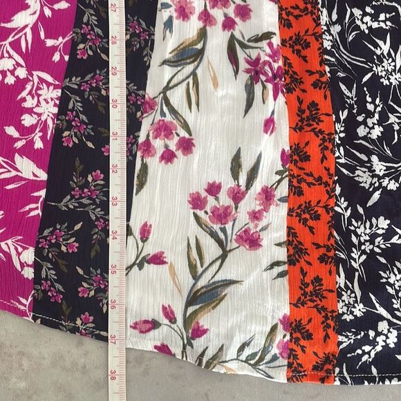 NINA LEONARD Gauzy Flowy Braided Strap Mixed Floral Patchwork Trapeze Dress XL - Picture 11 of 11